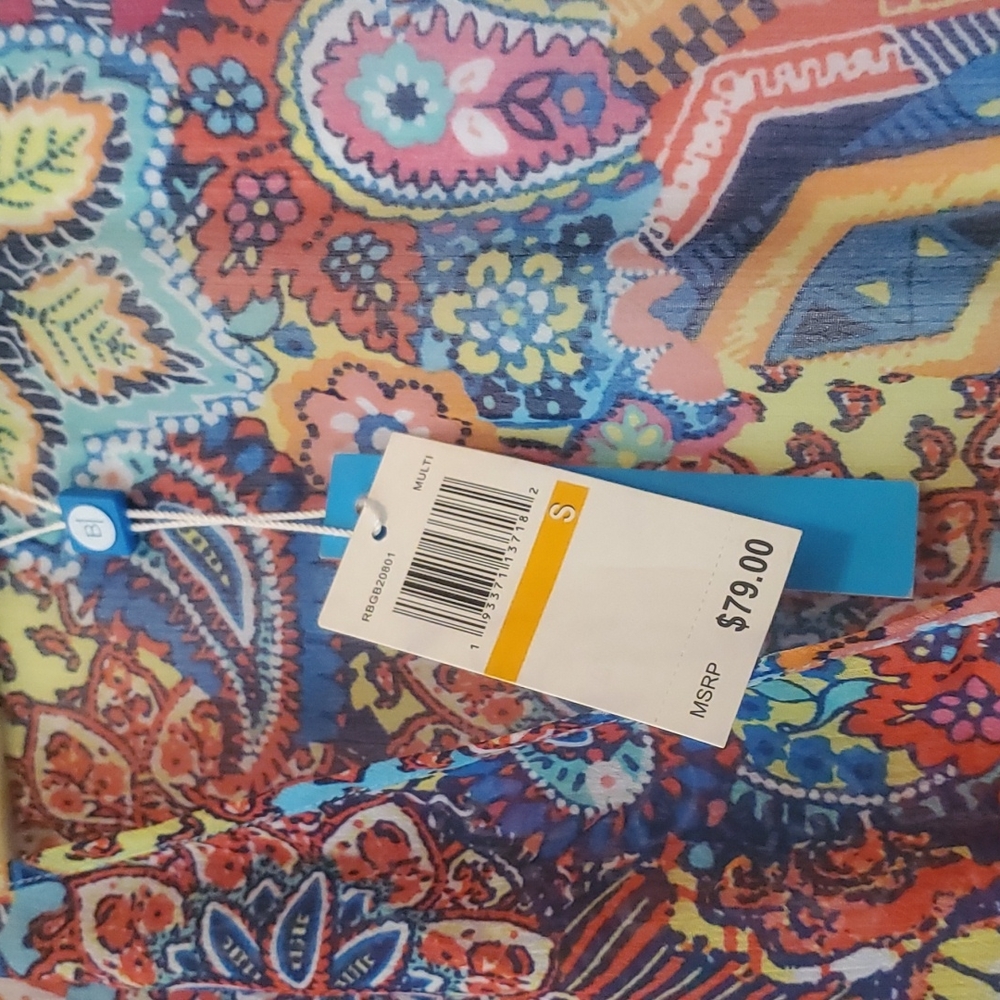 BLEU ROD BEATTIE Groovy Baby Hippie Vibe Colorful Swim Caftan Coverup  Small NWT - Picture 6 of 7